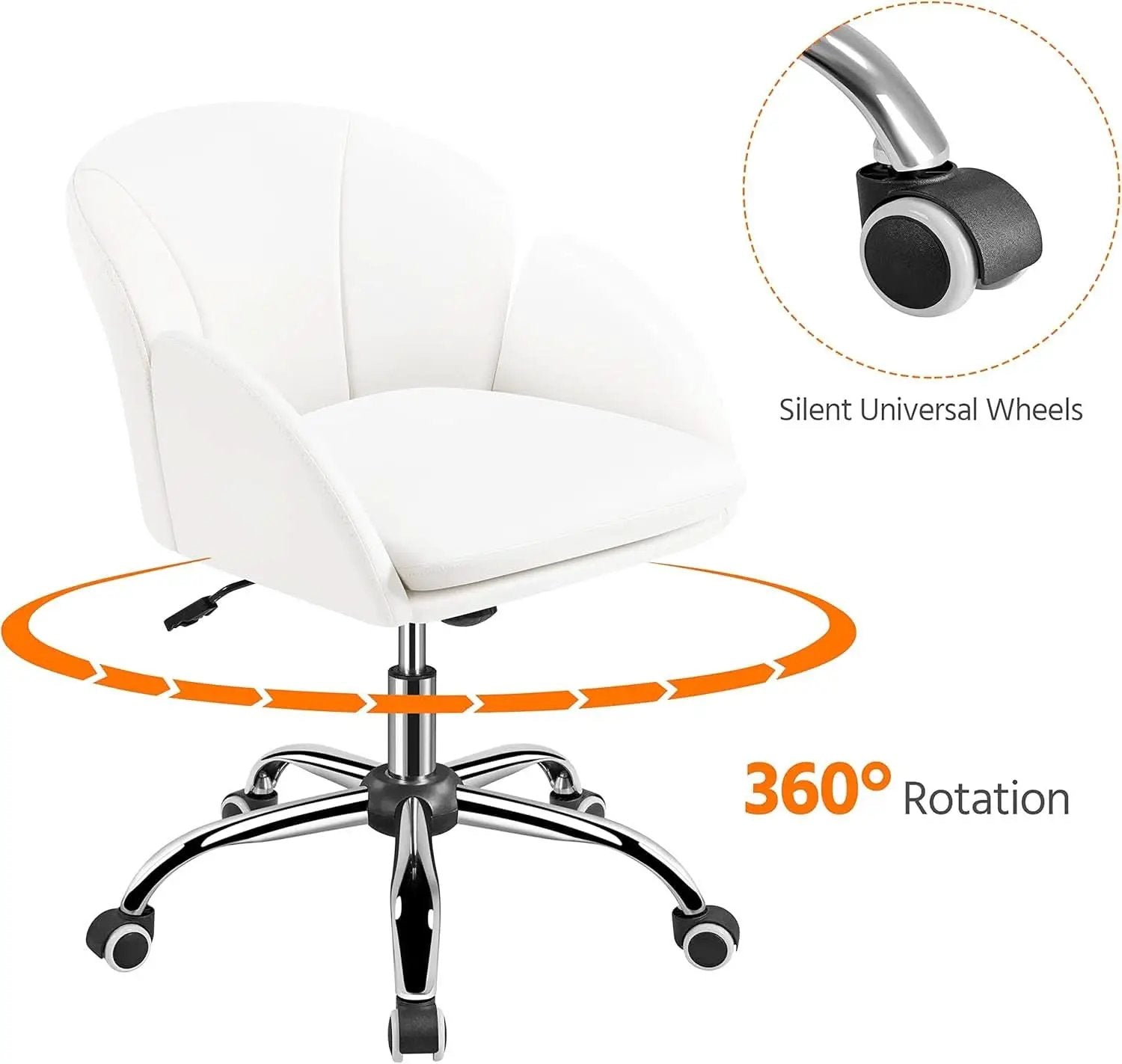 White Petal Desk Chair Faux Leather Swivel Office Chair from PriceLows™