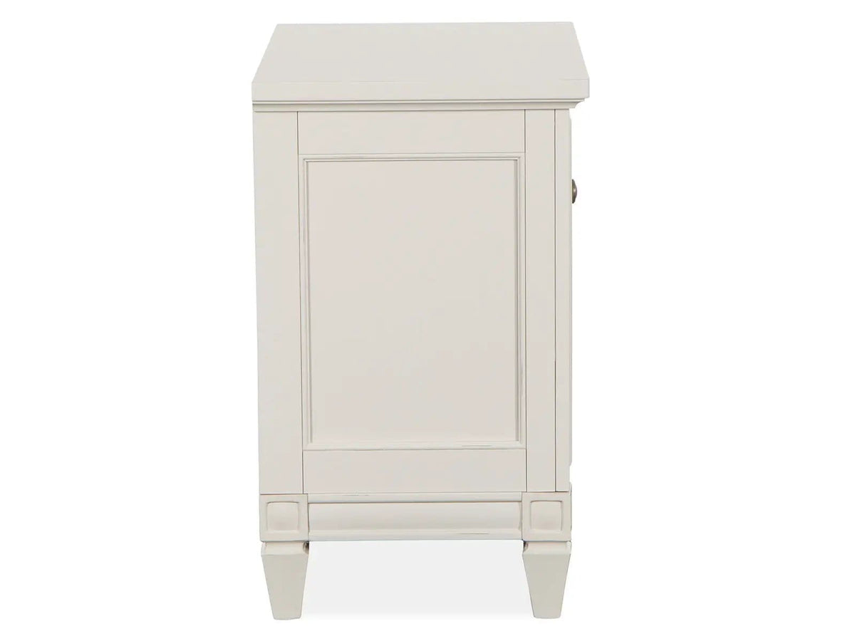 Willowbrook Drawer Nightstand Nightstands w/ Charging Station | 17.25 x 28 x 28.75 in | Veneer & Wood | Egg Shell White With Slight Rub Through