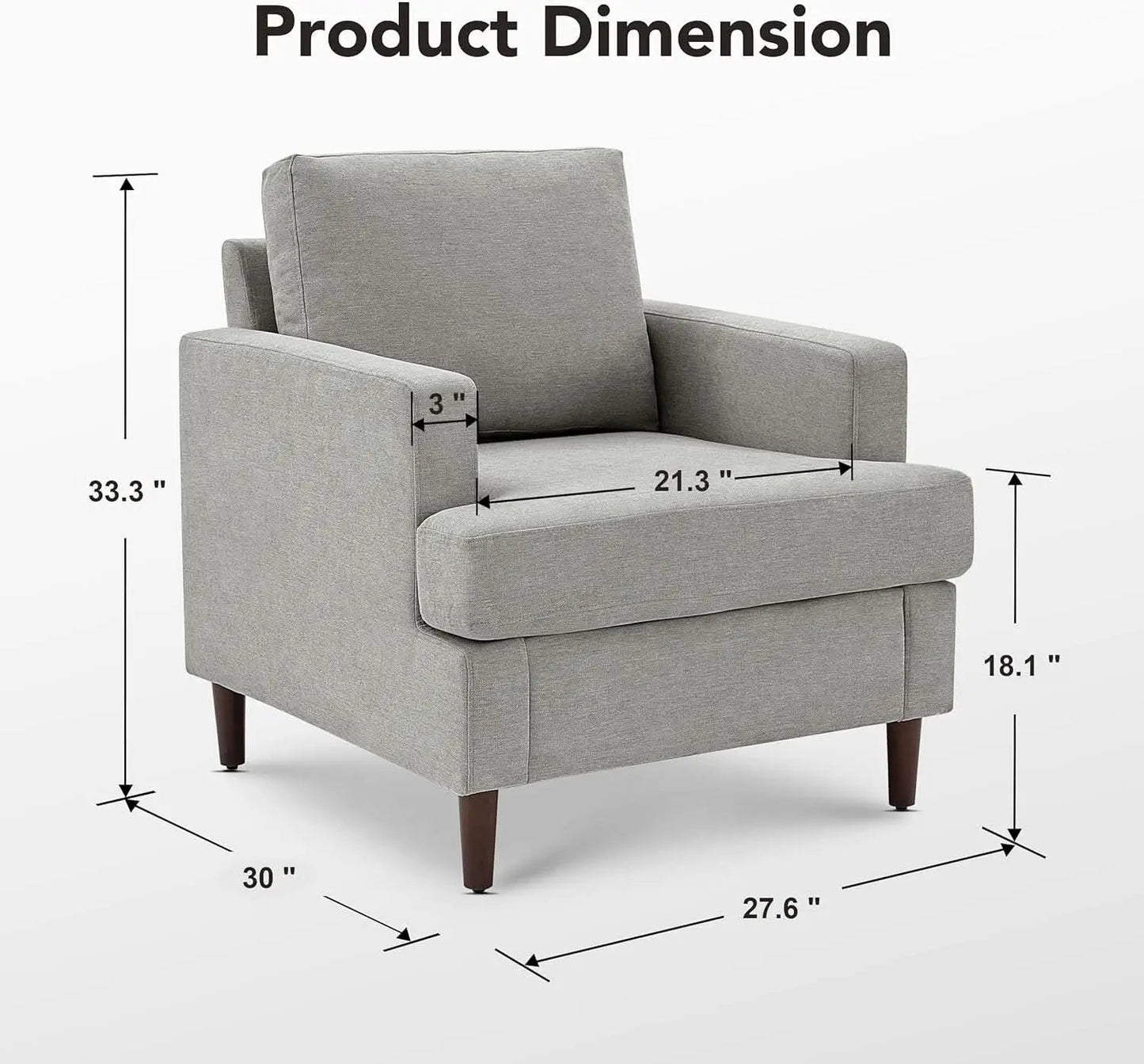 Mid Century Linen Grey Upholstered Accent Armchair from PriceLows™