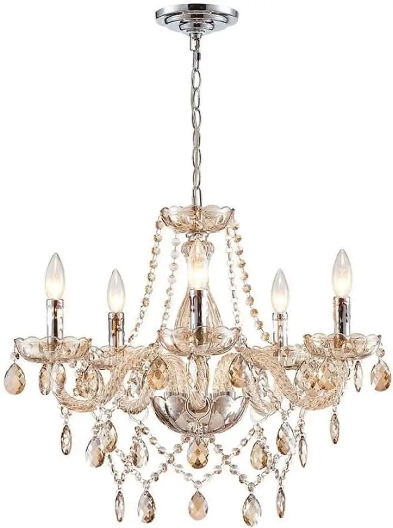 Champagne Crystal Chandelier 5 Light Modern Bedroom from PriceLows™