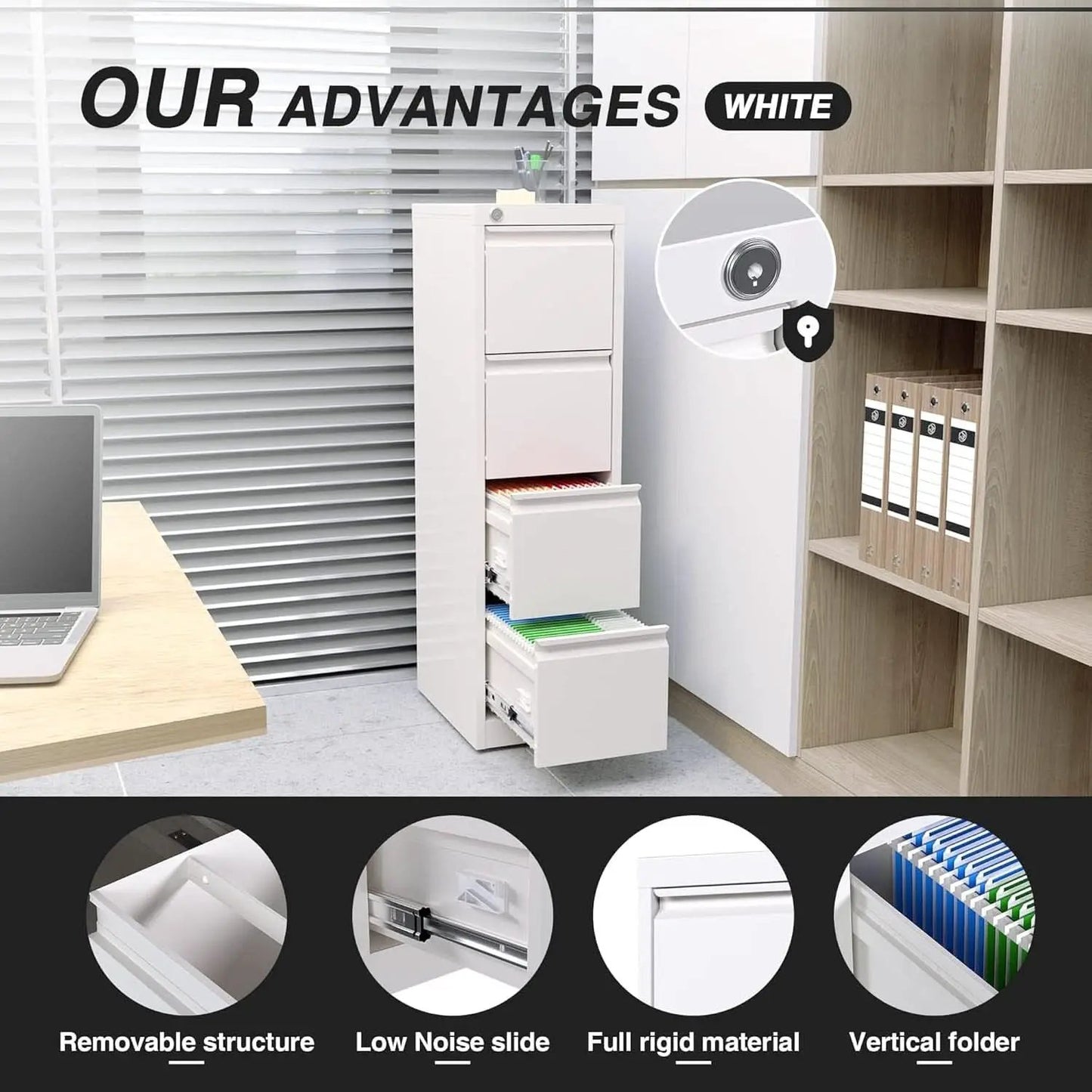 4 Drawer Metal Vertical Locking File Cabinet For Letter And Legal Files from PriceLows™