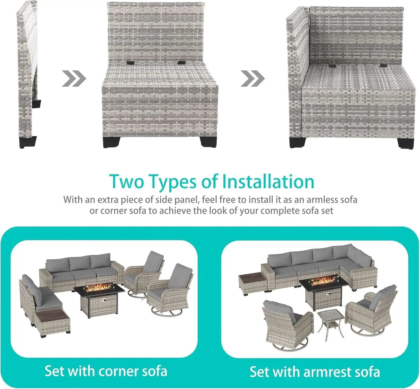 10-Piece Outdoor Patio Set with Fire Pit Table from PriceLows™