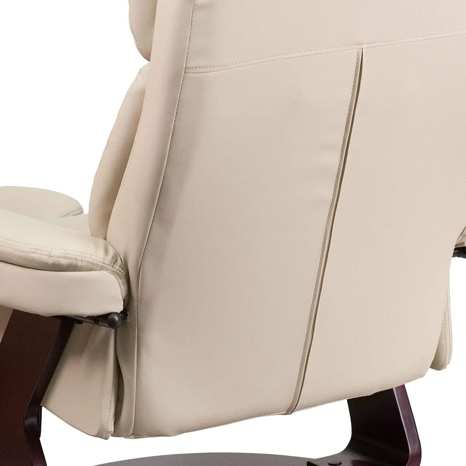 Beige Leathersoft Upholstered Recliner With Ottoman from PriceLows™