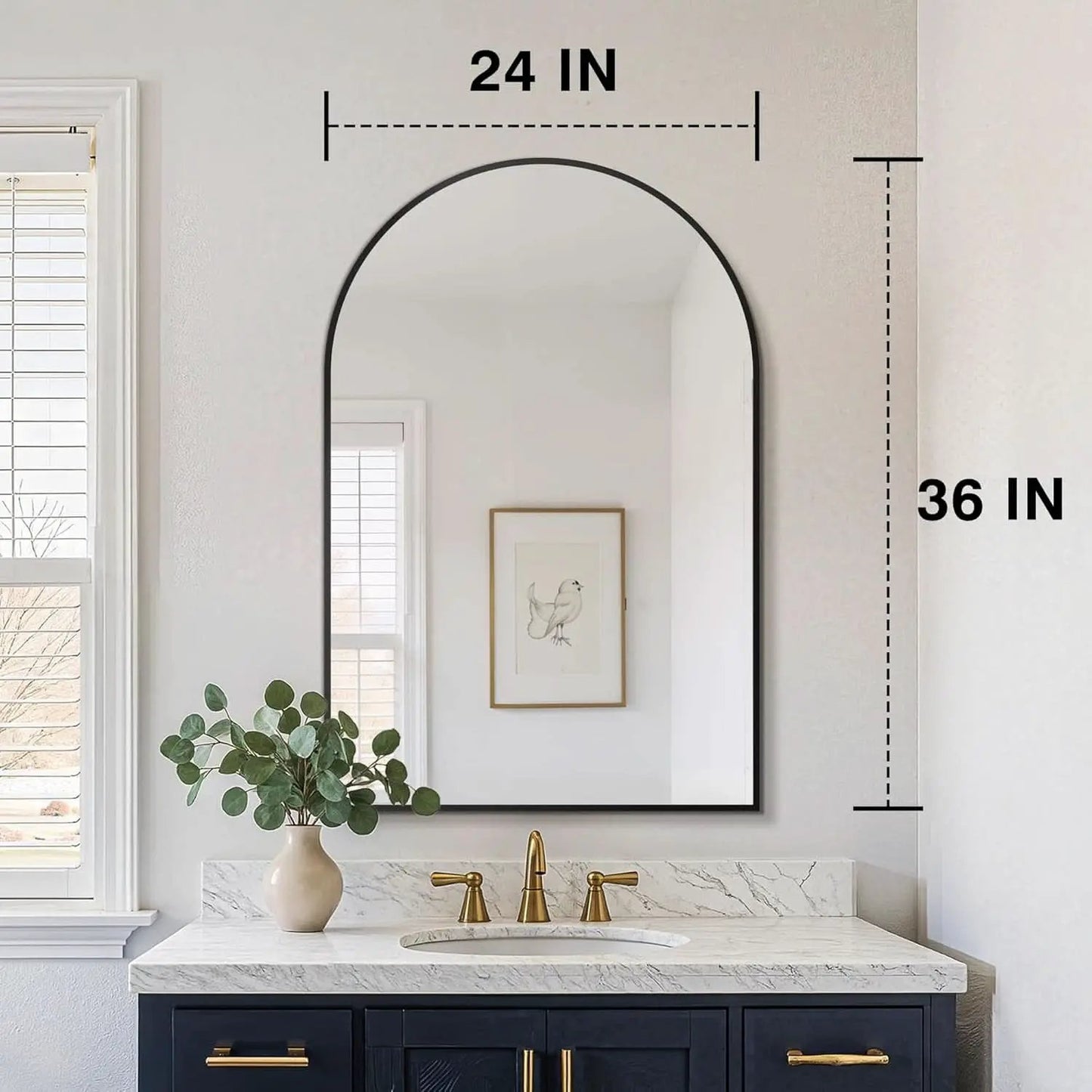 Arched Vanity Mirror 24 By 36 Inches Black Set Of Two from PriceLows™