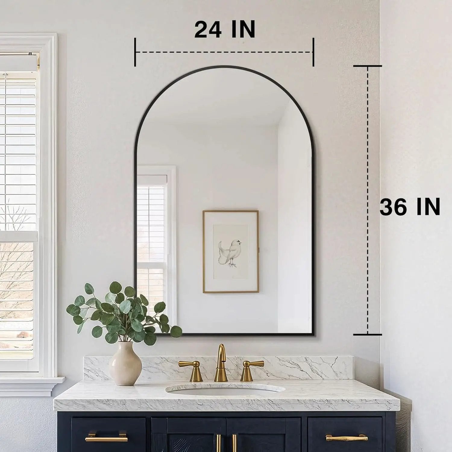 Arched Vanity Mirror 24 By 36 Inches Black Set Of Two from PriceLows™