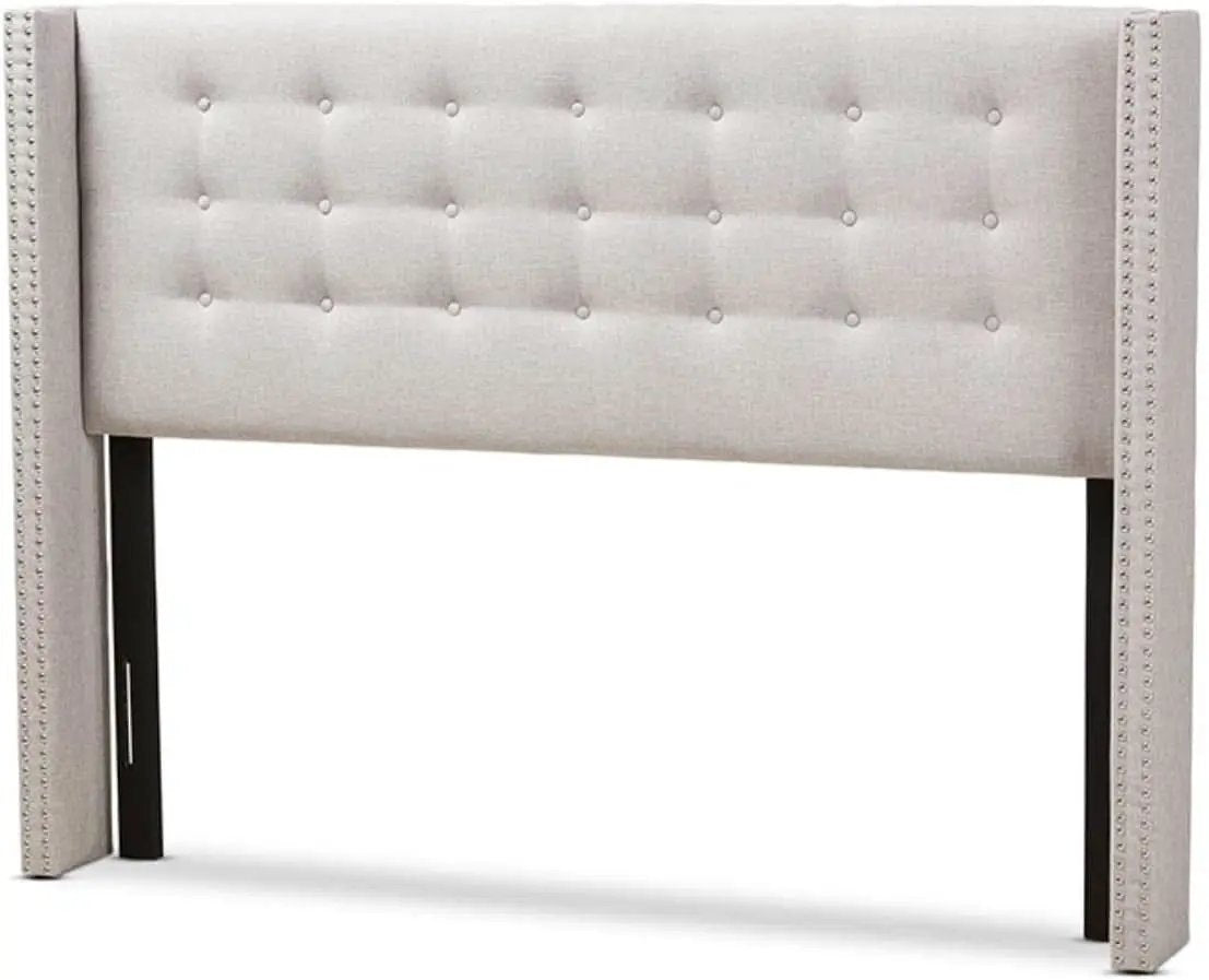 Modern Greyish Beige Winged Tufted Fabric Queen Headboard from PriceLows™