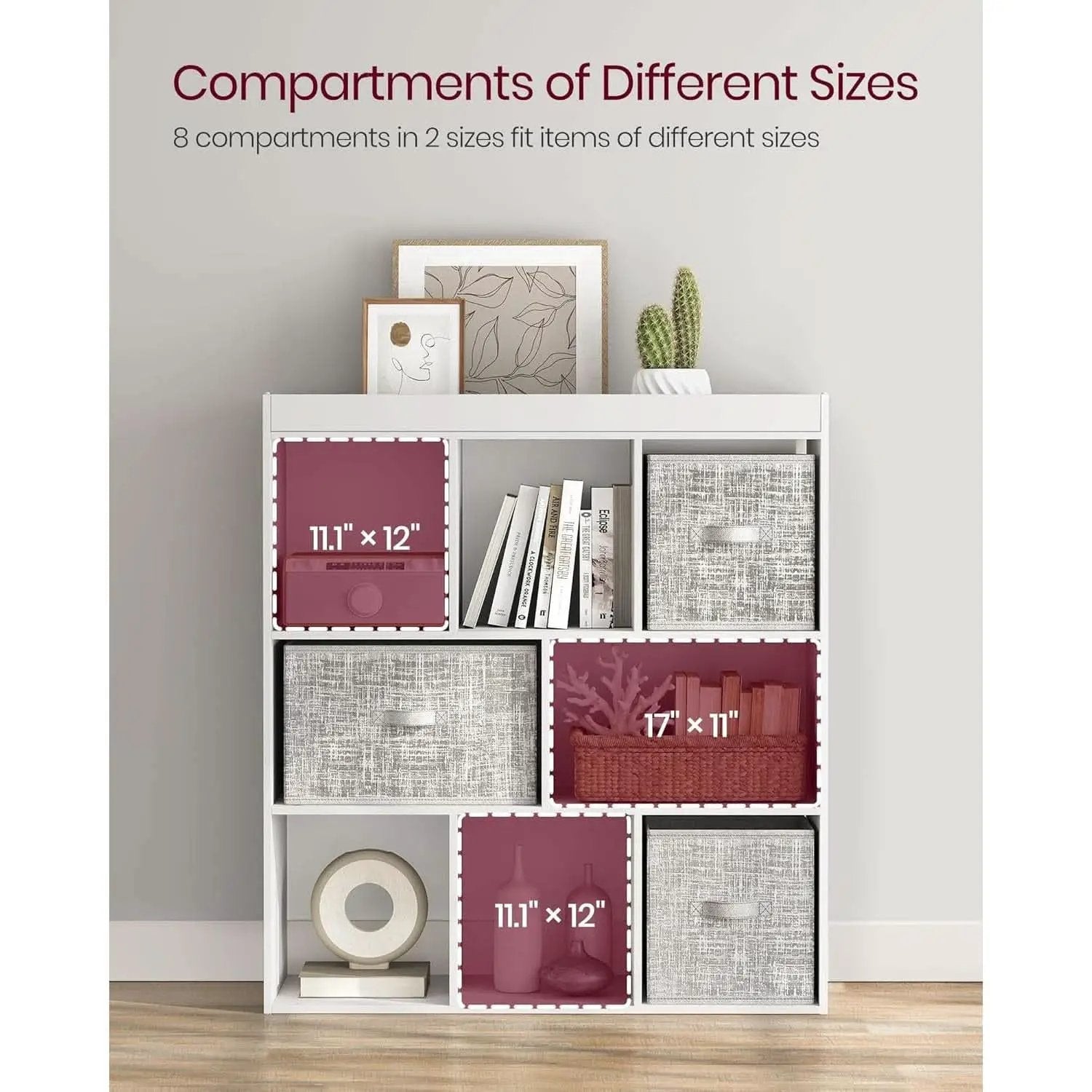 White Bookcase With 8 Open Compartments Freestanding Storage Shelf 11x35.4x39.4 from PriceLows™