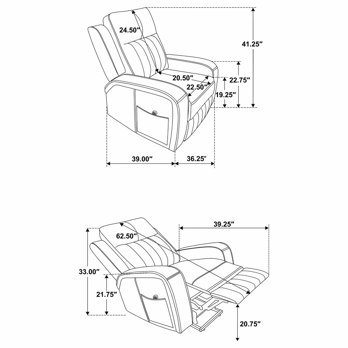 Mckinley Upholstered Power Lift Recliner Chair With Remote Control | 36.25 x 39 x 41.25 in | Metal & Plywood | Gray