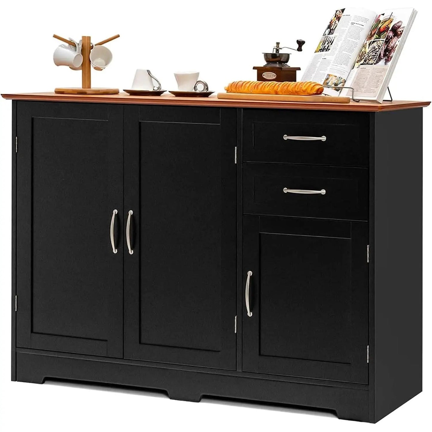 Buffet Credenza Console Table With Drawers In Oak Finish from PriceLows™