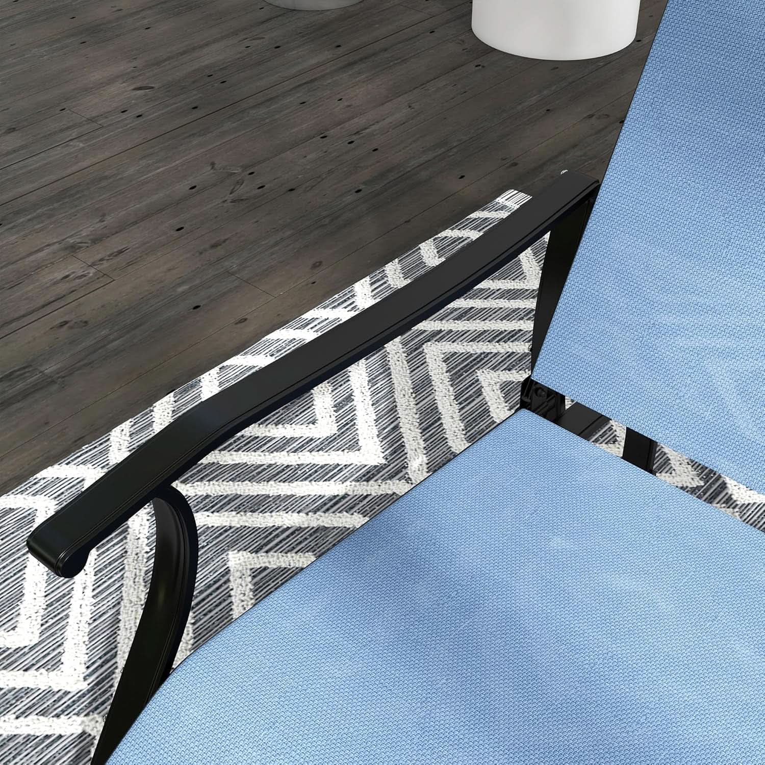 Light Blue Outdoor Glider Set With Steel Frame Glass Table from PriceLows™