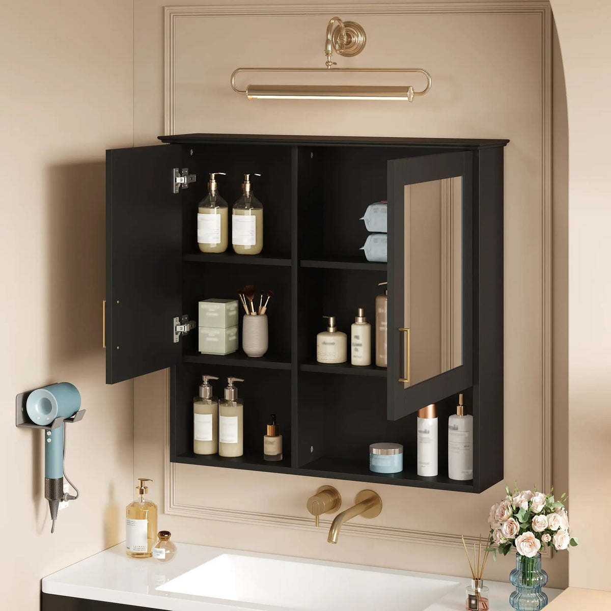 Wall Mounted Mirror Cabinet | Soft Close | Adjustable Shelves | HD Mirror