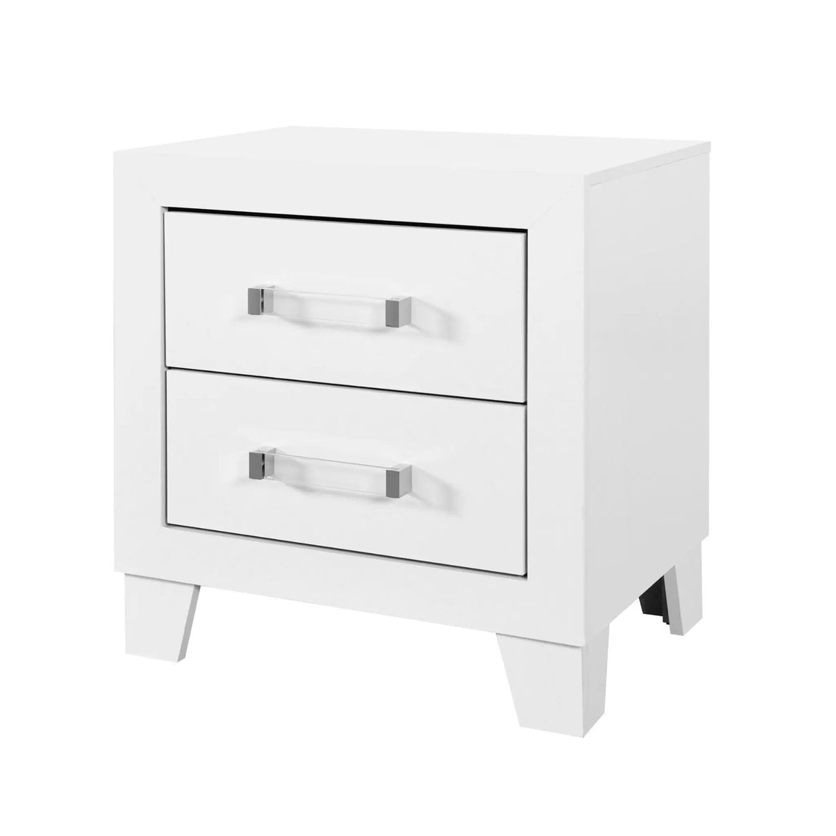 Omoda Nightstand | 21.65 x 16.14 x 23.66 in | Engineered Wood & Acrylic | White