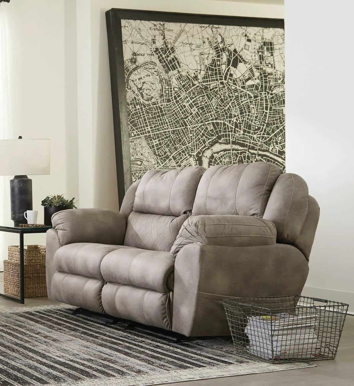Flynn Power Lay Flat Rocking Loveseat With Power Adjustable Headrest & Lumbar And | 79 x 41 x 43 in | Polyester & Fabric | Fig