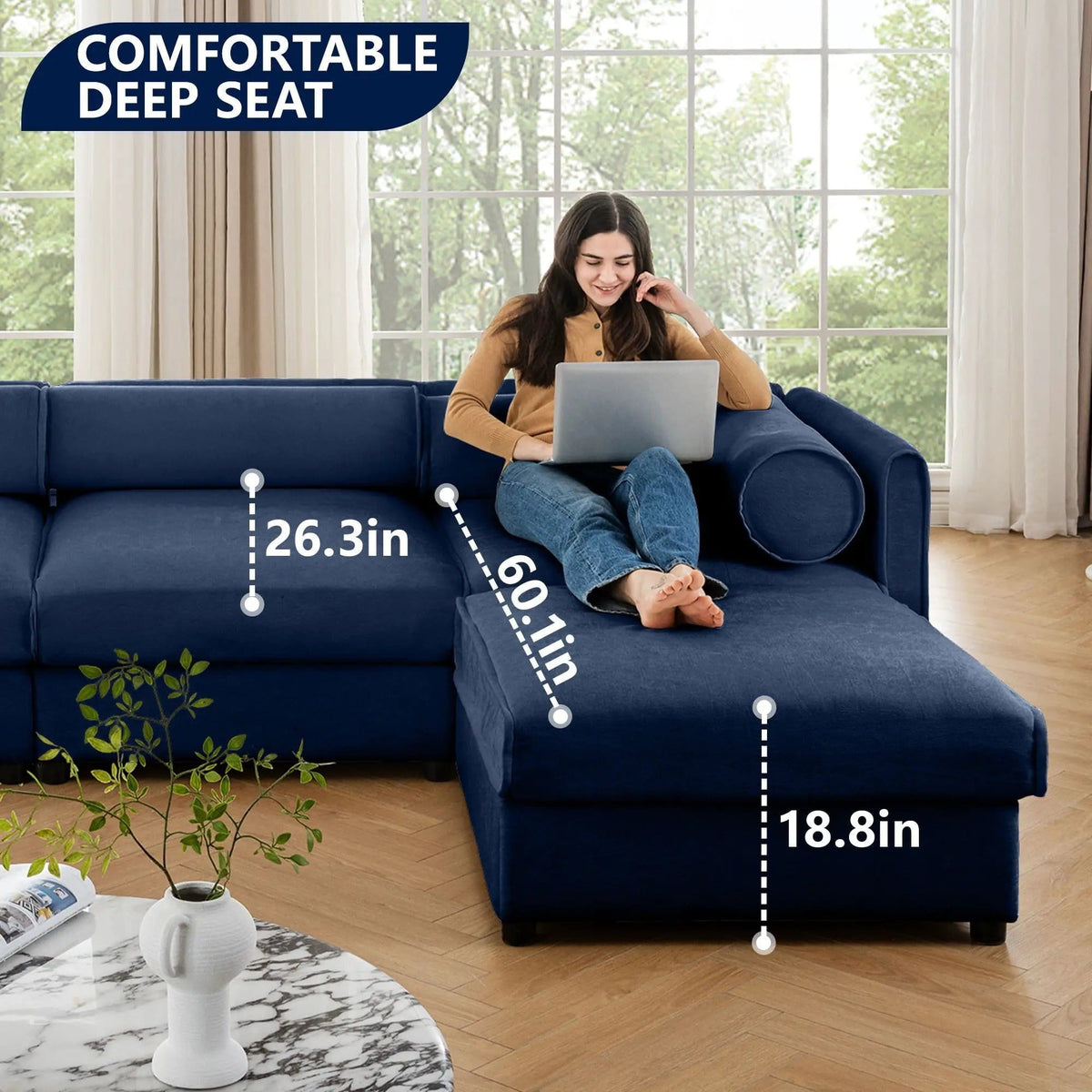 Contemporary Elegant Sofa With Storage And Ottoman 2 Piece Living Room Set | 2 Piece Living Room Set | Living Room Furniture | Living Room