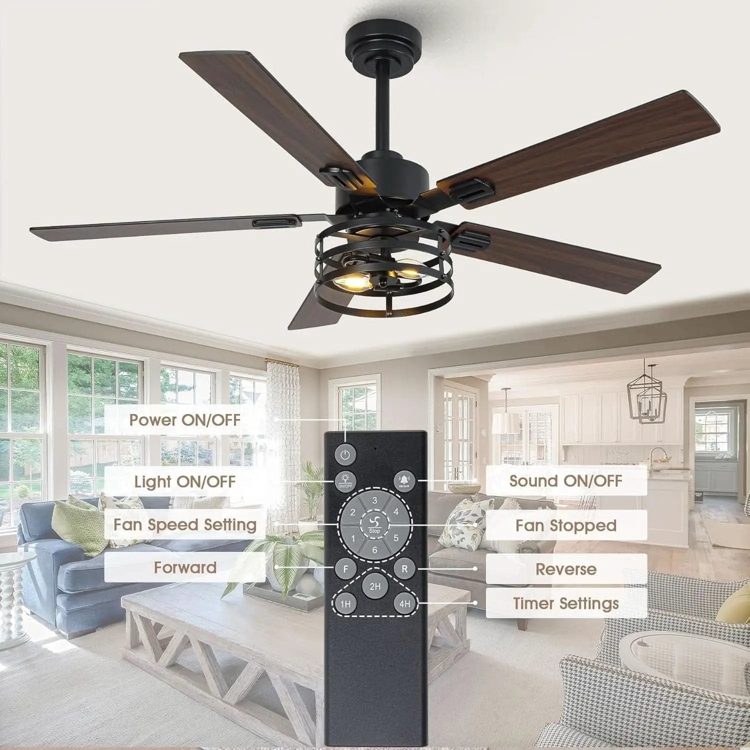 52 Inch Outdoor Ceiling Fan With Remote And Lights from PriceLows™