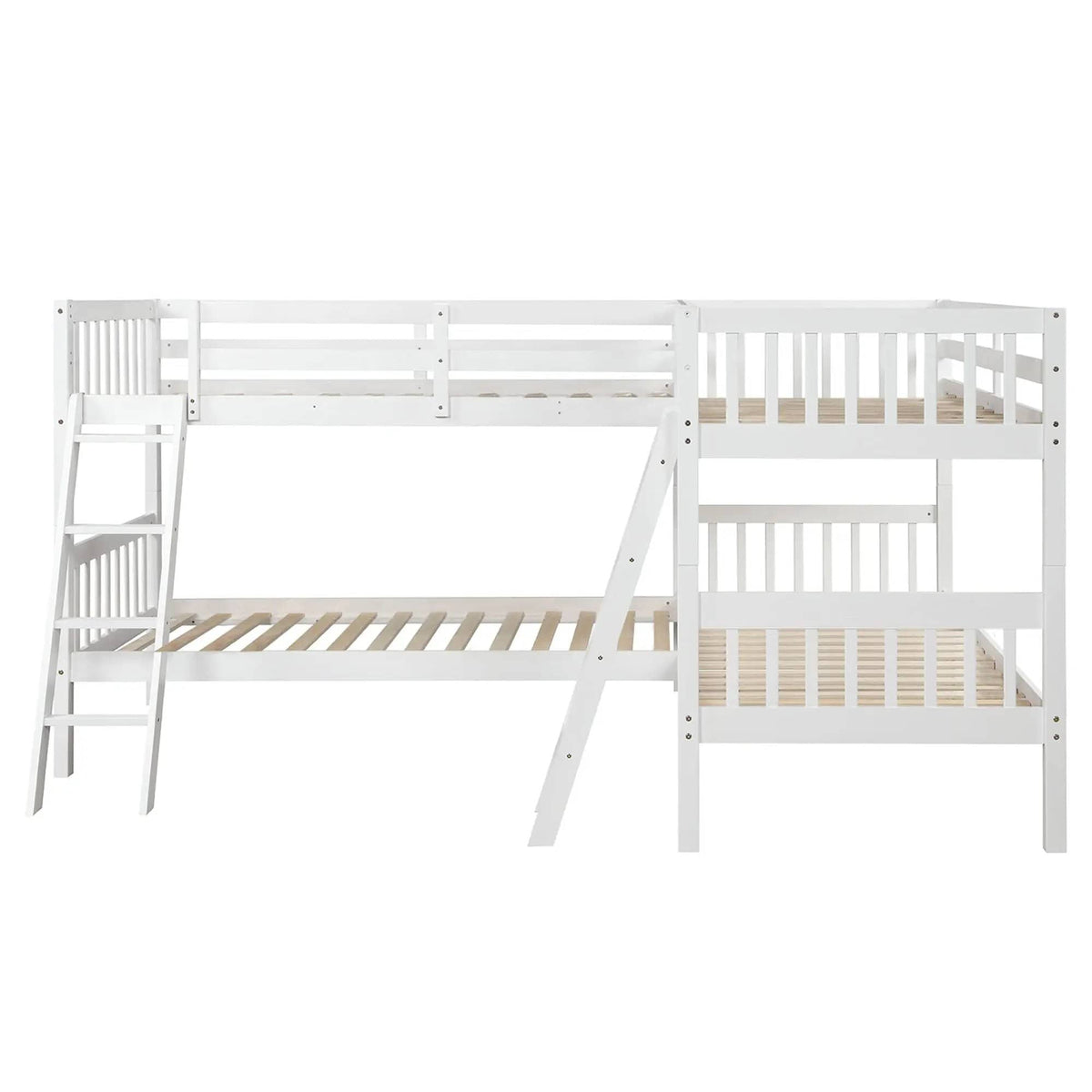 L Shaped Bunk Bed With Ladder | 2 Pieces | Pine Wood | Bedroom