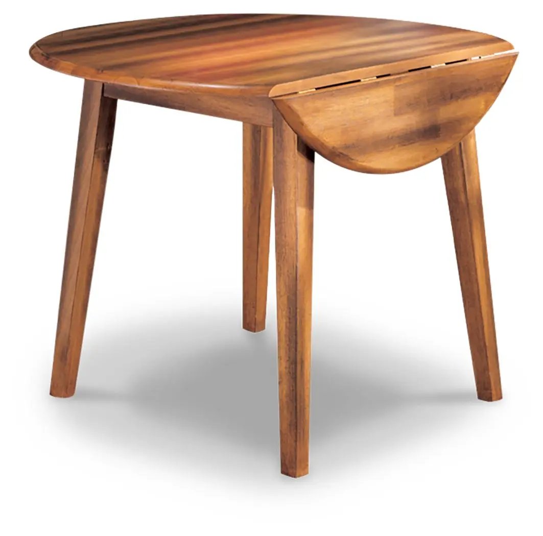 Berringer Round Drop Leaf Table | Rustic Brown | 42 Inch Diameter | Two 8 Inch Leaves
