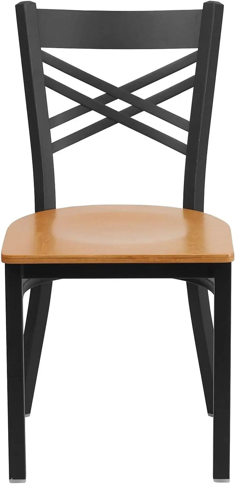 Two Pack Hercules Series Black X Back Metal Dining Chairs With Natural Wood Seats from PriceLows™