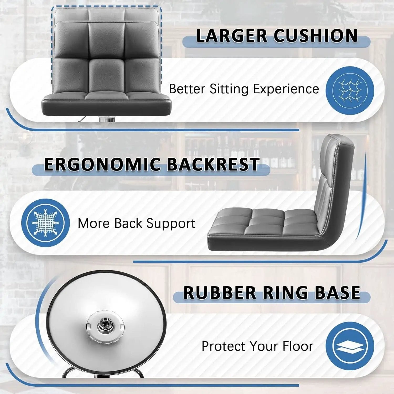 Modern PU Leather Adjustable Swivel Bar Stools Deep Gray from PriceLows™