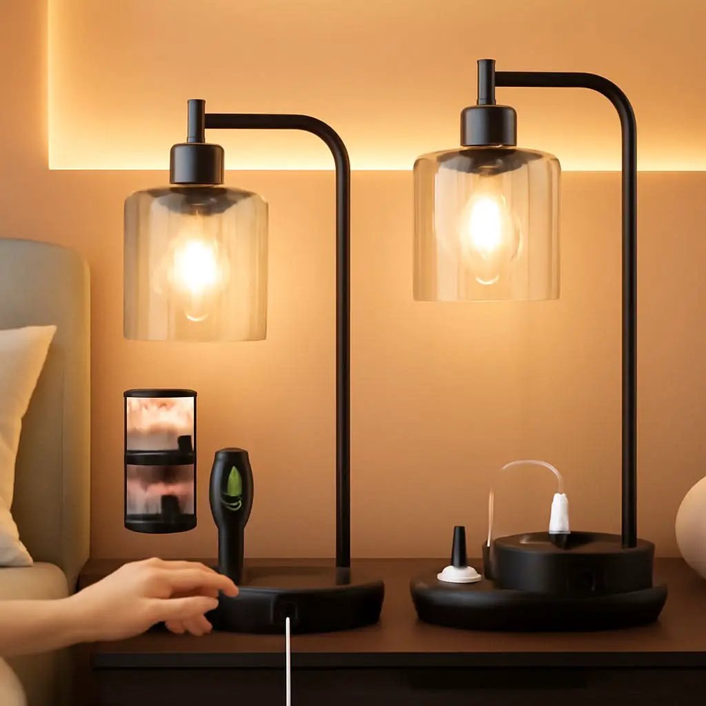 Industrial Table Lamps 2 Pack Black Dimmable USB Ports from PriceLows™