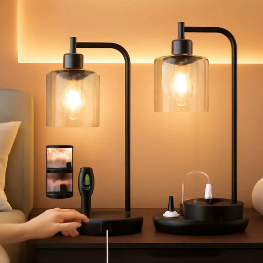 Industrial Table Lamps 2 Pack Black Dimmable USB Ports from PriceLows™