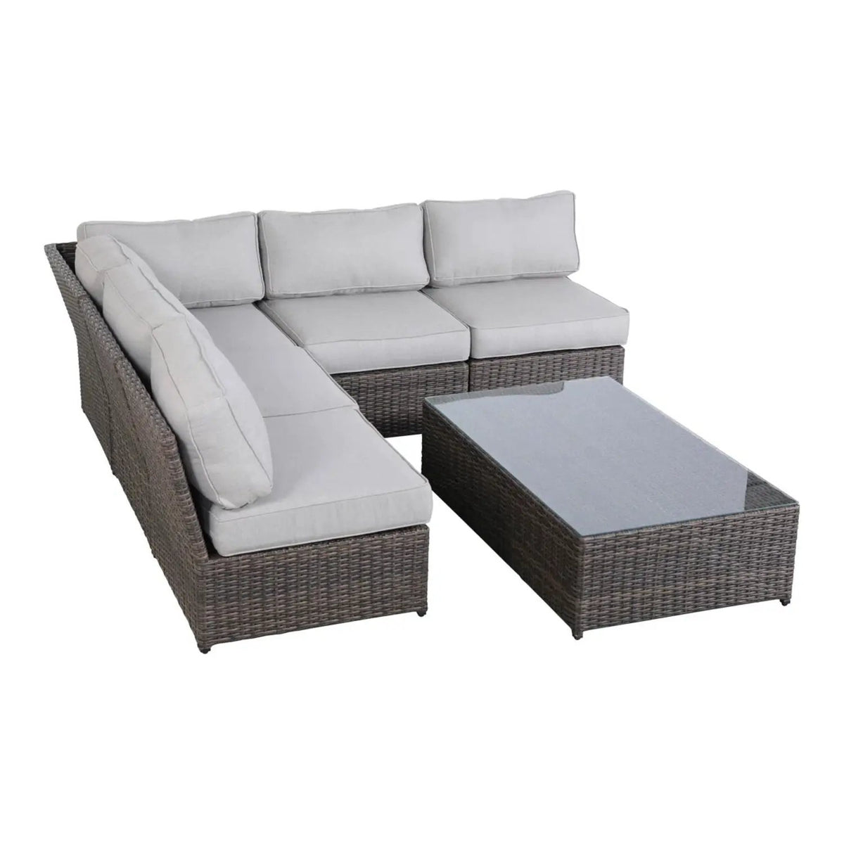 Outdoor Rattan Sectional Set | Half-Round HDPE Wicker | Rustproof Aluminum Frame | Fully Assembled