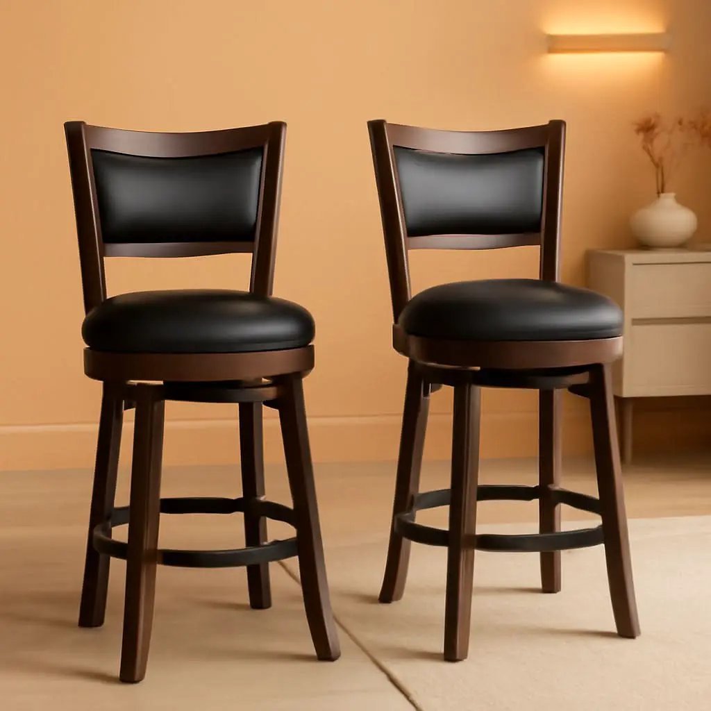 24 Inch Counter Height Swivel Bar Stools Black Set Of 2 from PriceLows™