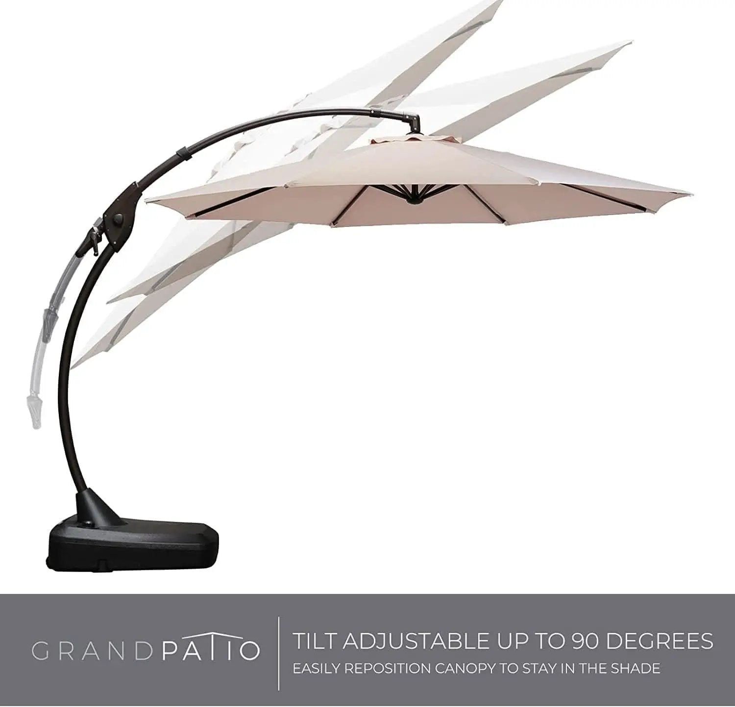 11ft Cantilever Umbrella With Base Champagne Aluminum Outdoor Patio Shade Durable Frame from PriceLows™