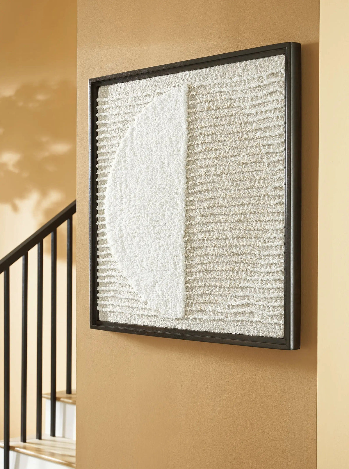 Bachard Wall Decor | 30.25 x 1.75 x 30.13 in | Fabric & Wood | Tan / White