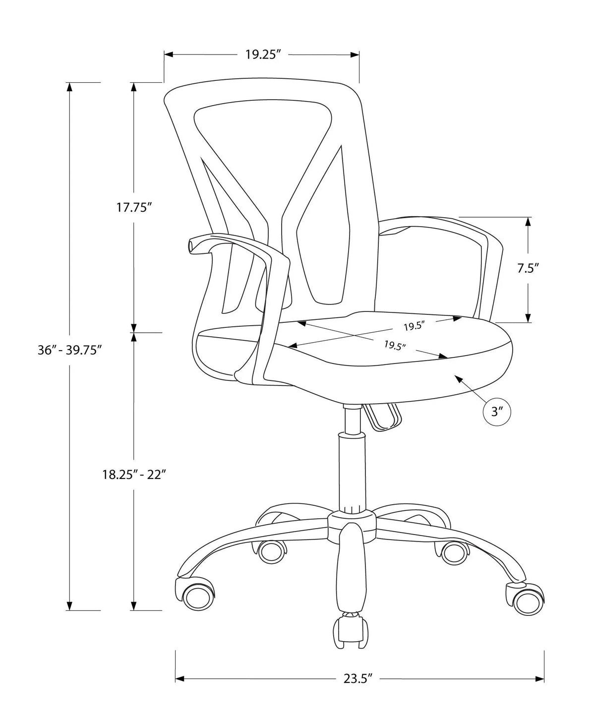 Mid-Back Office Chair | Adjustable Height Swivel | Curved Backrest | Breathable Fabric