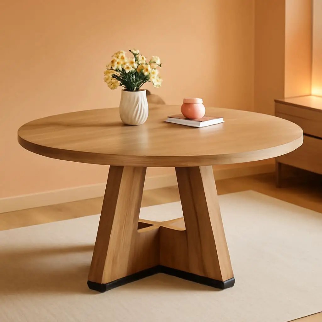 Round Dining Table 47 Inch For 4 To 6 With Wooden Pedestal from PriceLows™