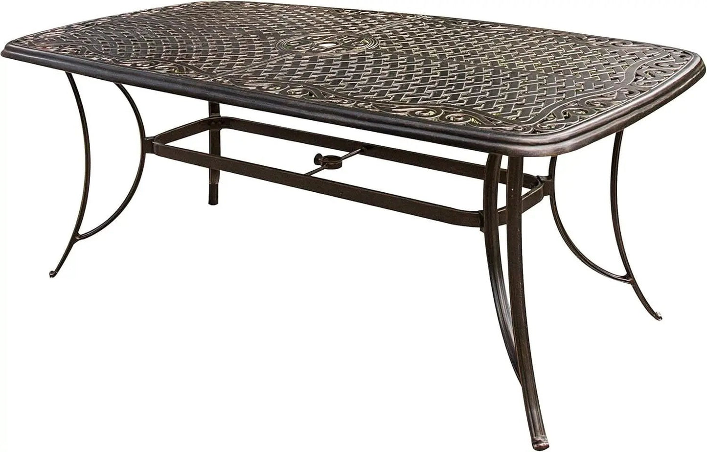 7 Piece Patio Dining Set 6 Swivel Chairs Tan Cushions 38x72 from PriceLows™