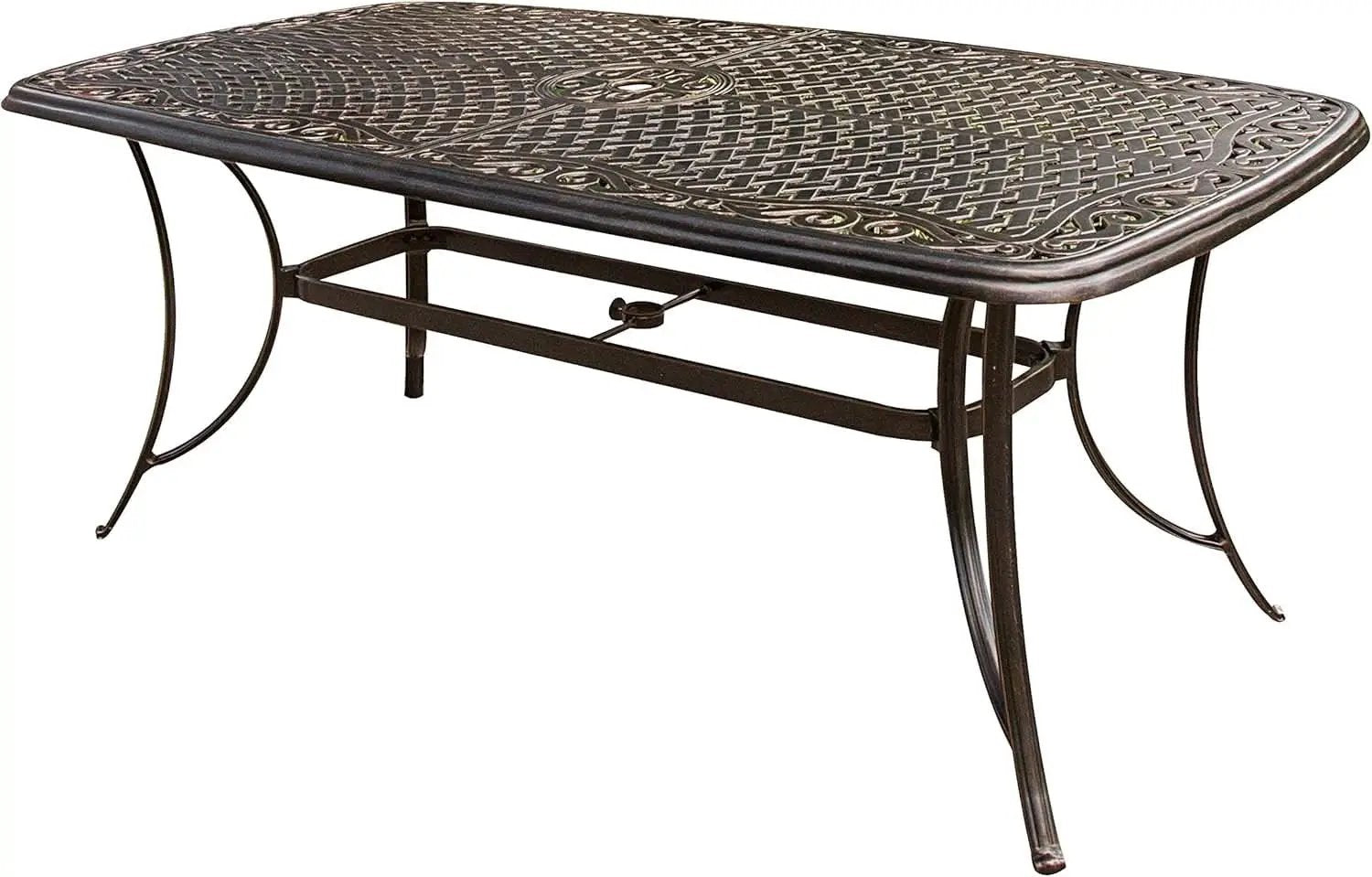 7 Piece Patio Dining Set 6 Swivel Chairs Tan Cushions 38x72 from PriceLows™