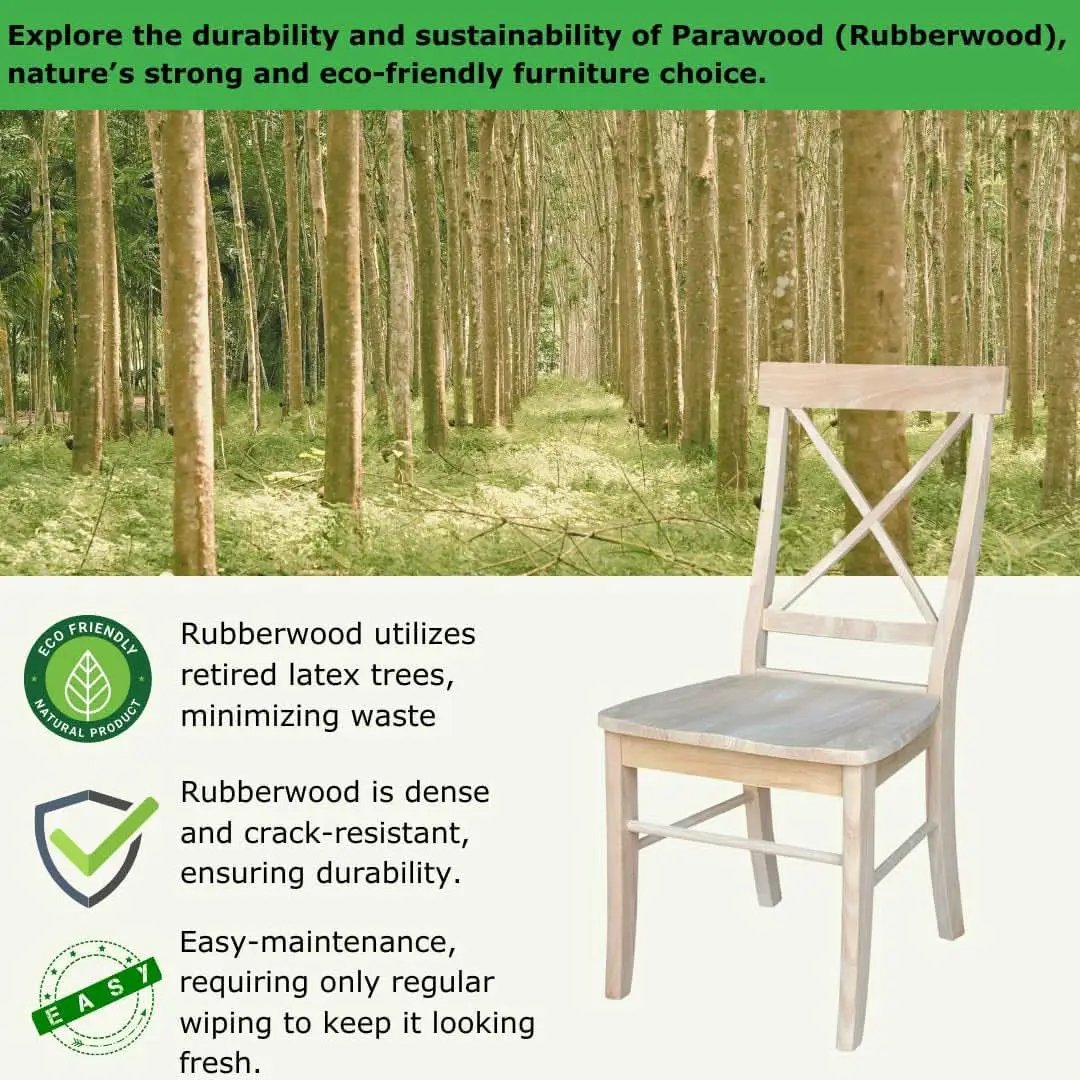 X Back Dining Chairs Set Of 2 In Unfinished Parawood from PriceLows™