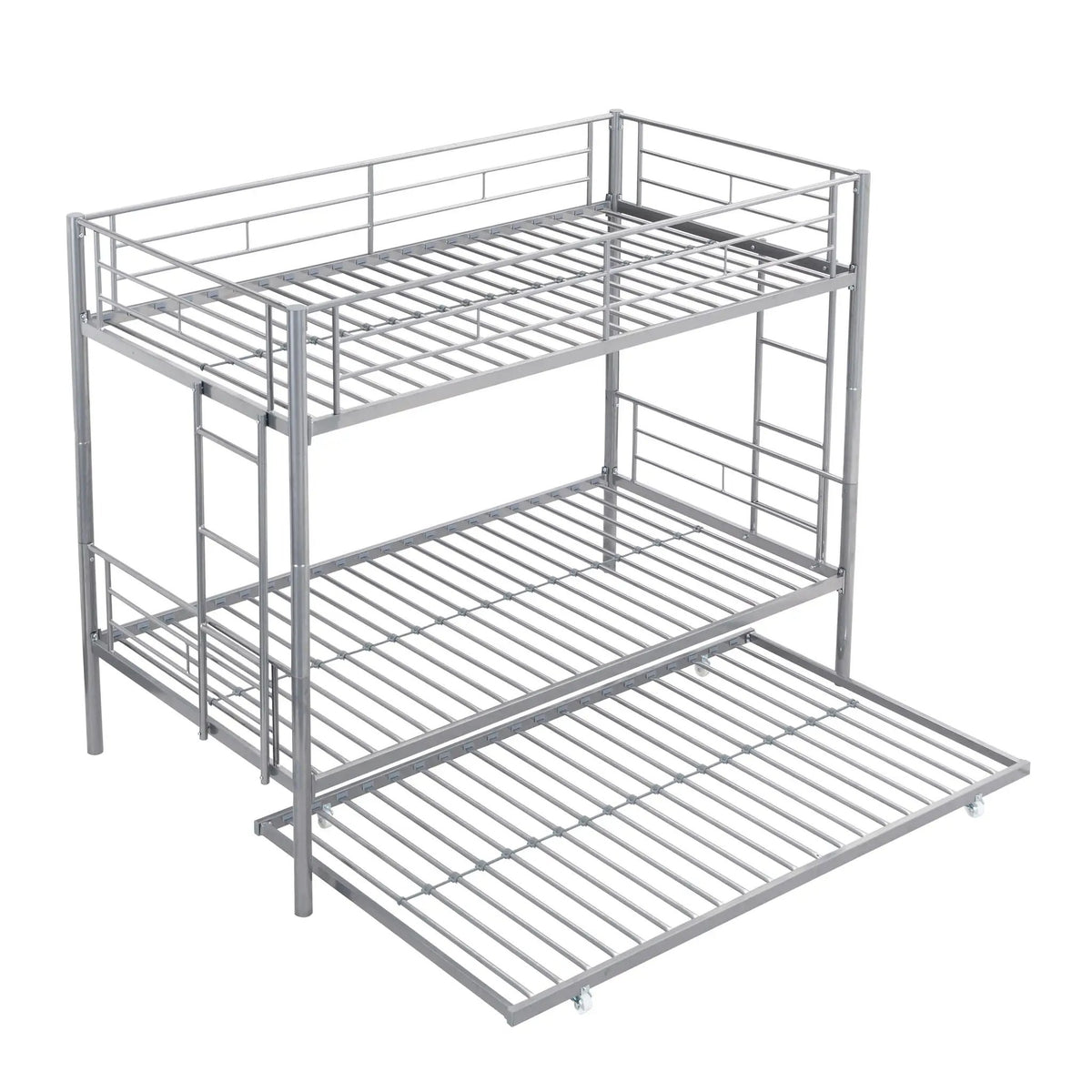 Bunk Bed With Trundle | Heavy Duty Steel | Space Saving | Twin Top