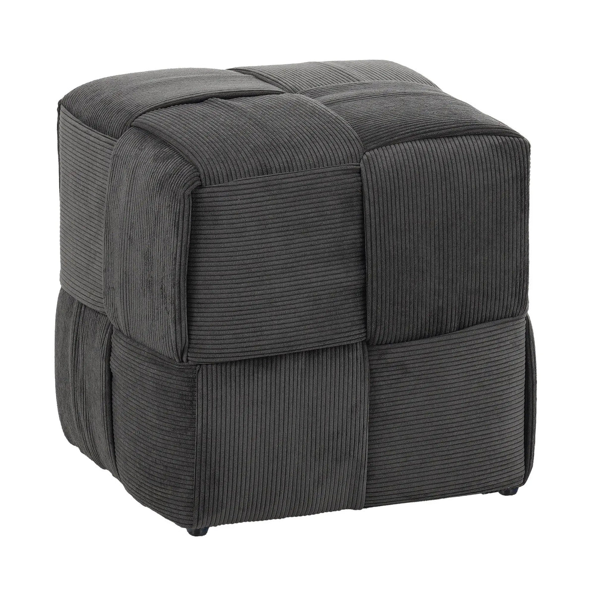 Modern Ottoman Foot Rest | Woven Design | Engineered Wood Frame | 14.2 Inch Cube