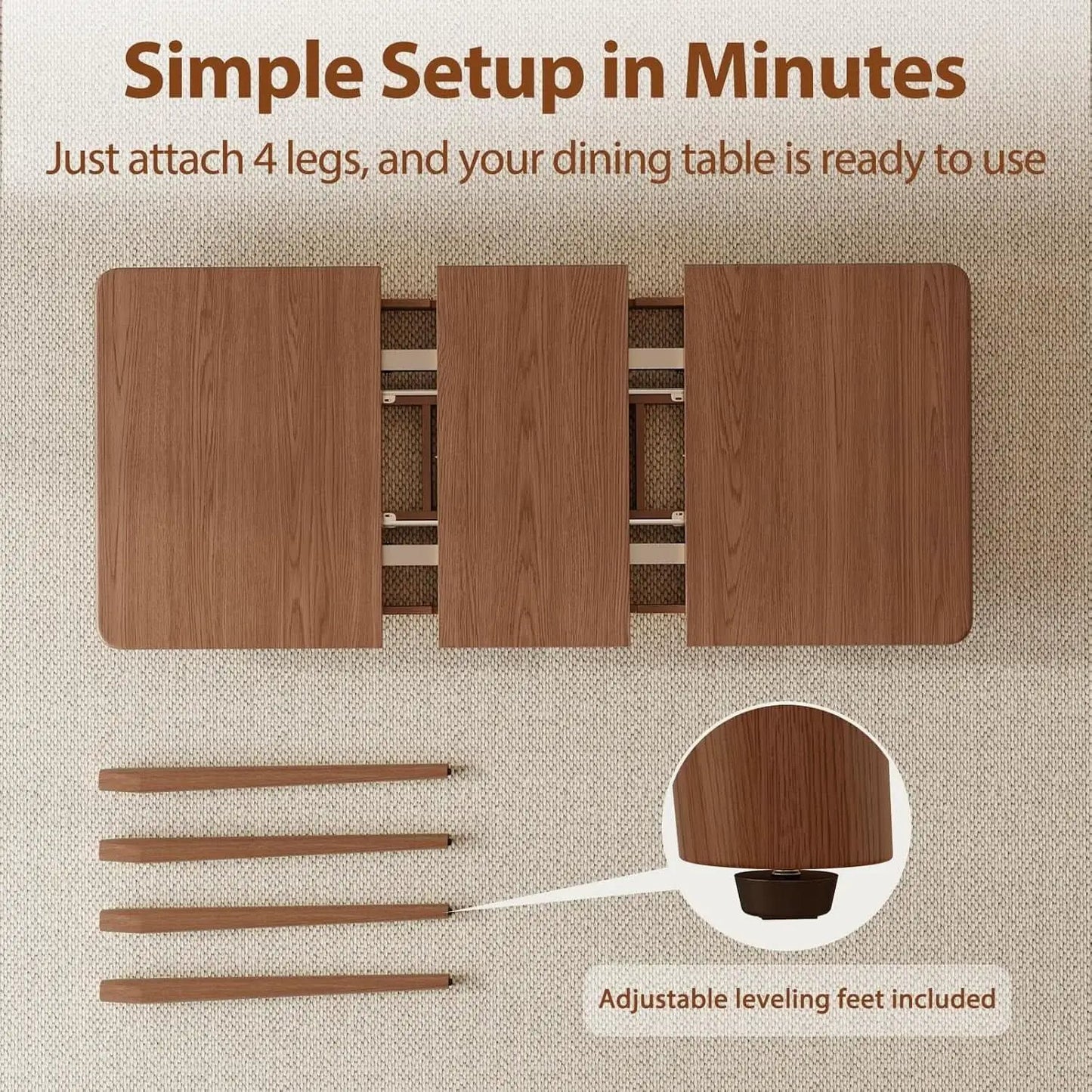 Walnut Telescoping Solid Dining Table With Extension from PriceLows™