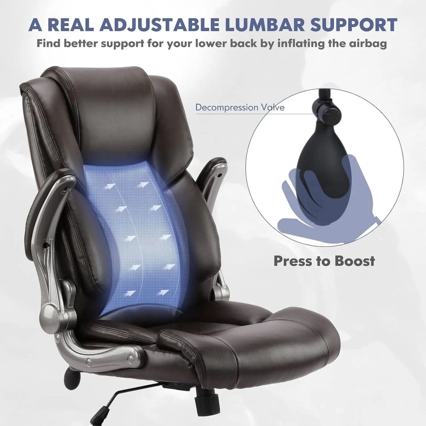 Two Brown Leather Executive Office Chairs Set With Adjustable Rolling from PriceLows™