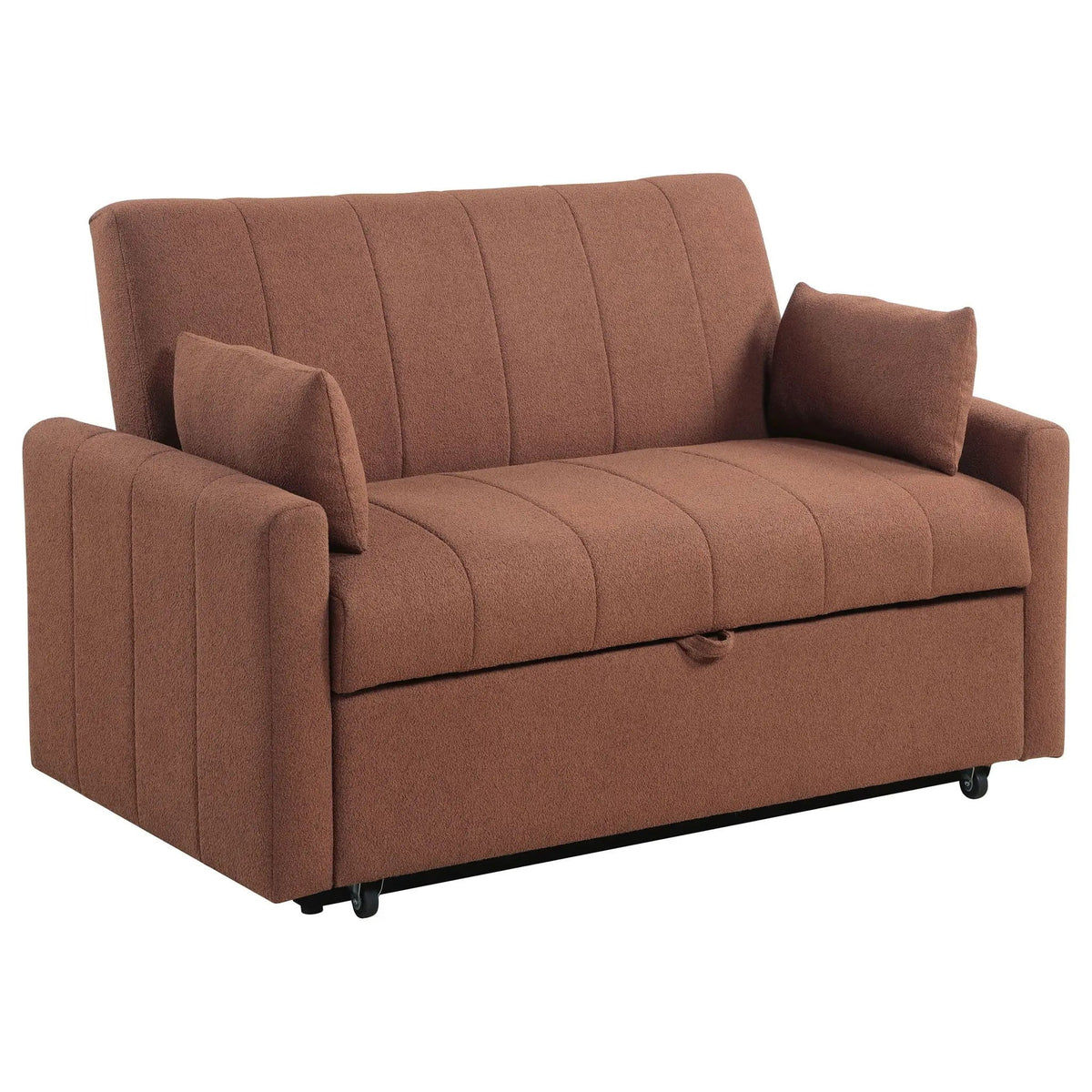 Portland Boucle Upholstered Sleeper Sofa Bed Copper Sleeper Loveseat | 59.75 x 34 x 36.5 in | Boucle & Copper | Bedroom