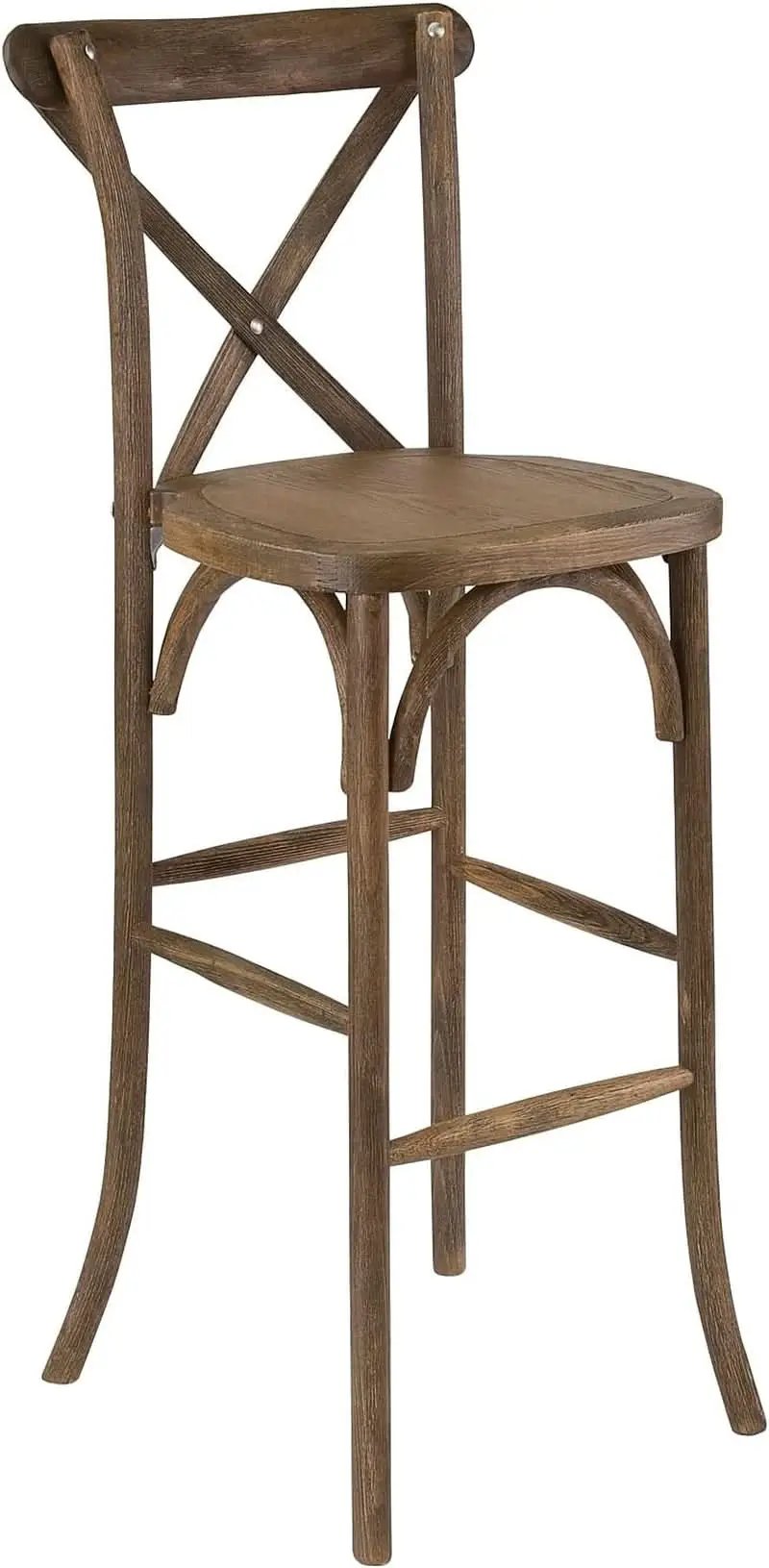 Dark Antique Wood Cross Back Barstools Set of Two from PriceLows™