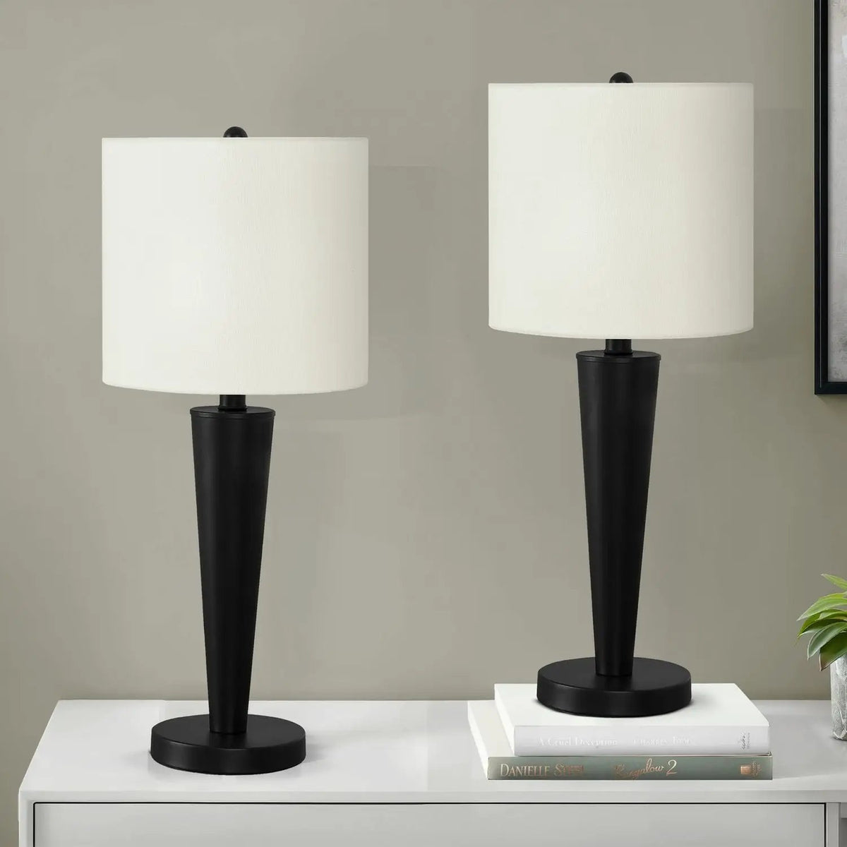 Table Lamp Set Of 2 | 24 Inch Height | USB Port | Rotary Switch