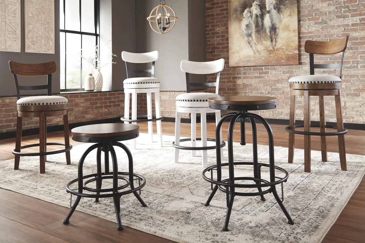 Valebeck Swivel Stool | Full Back | Rustic-Industrial Style | Barstool Height