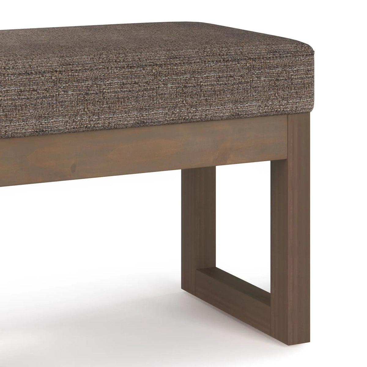 Milltown Upholstered Ottoman Bench | Driftwood Solid Wood Base | Versatile Design | 44.5 Inch Width