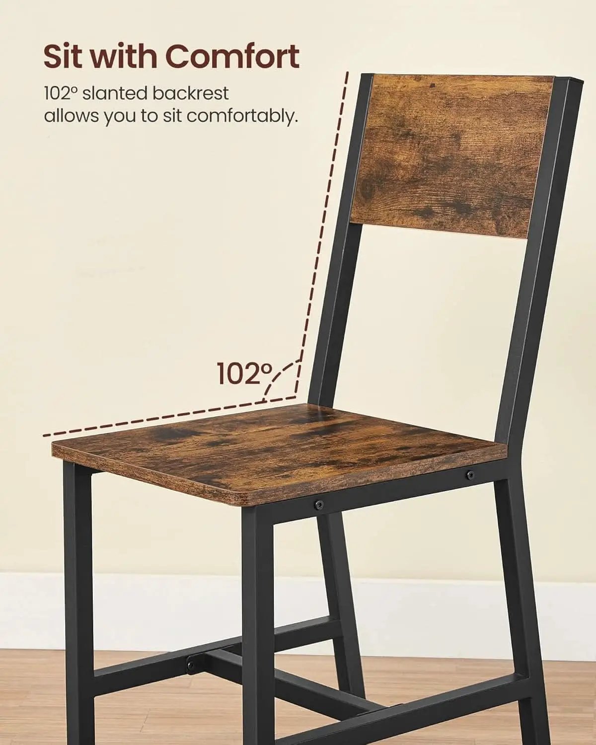 Dining Chair Set Of 2 Rustic Wood Chairs With Metal Frame Two Tone from PriceLows™