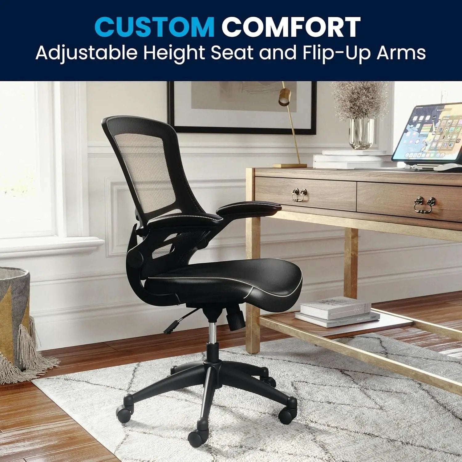 Kelista Mid-Back Ergonomic Office Chair With Adjustable Height, Black from PriceLows™