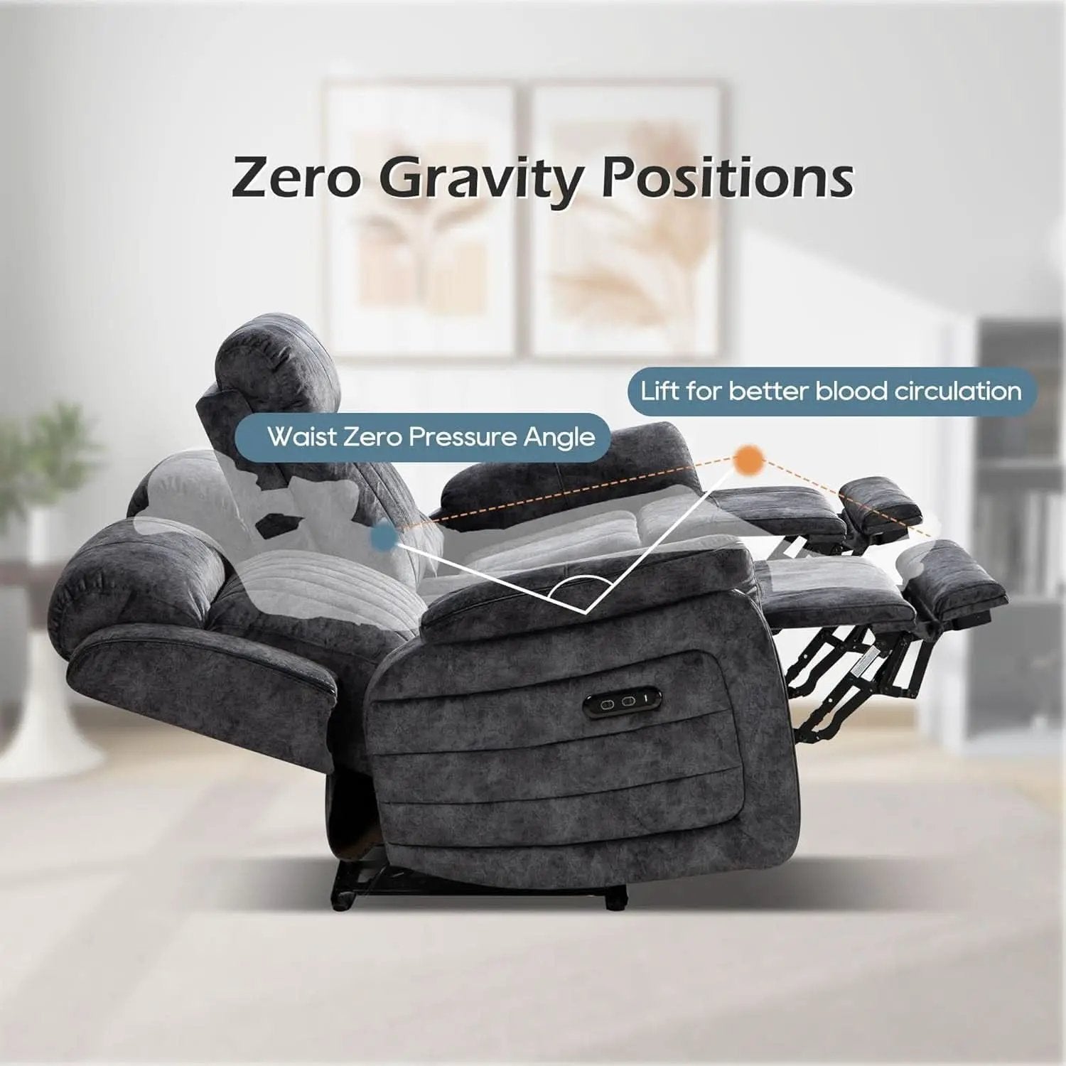 Grey Zero Gravity Reclining Sofa Set With Adjustable Headrest from PriceLows™