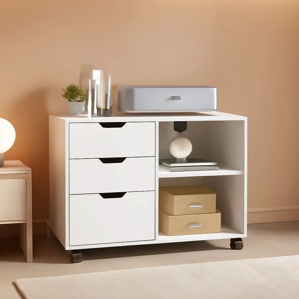 Rolling 3 Drawer File Cabinet With Printer Stand For Office from PriceLows™