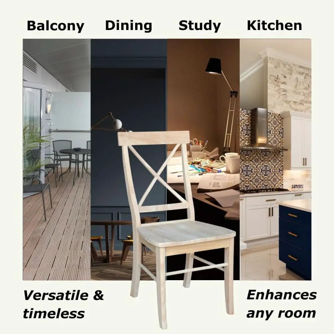 X Back Dining Chairs Set Of 2 In Unfinished Parawood from PriceLows™