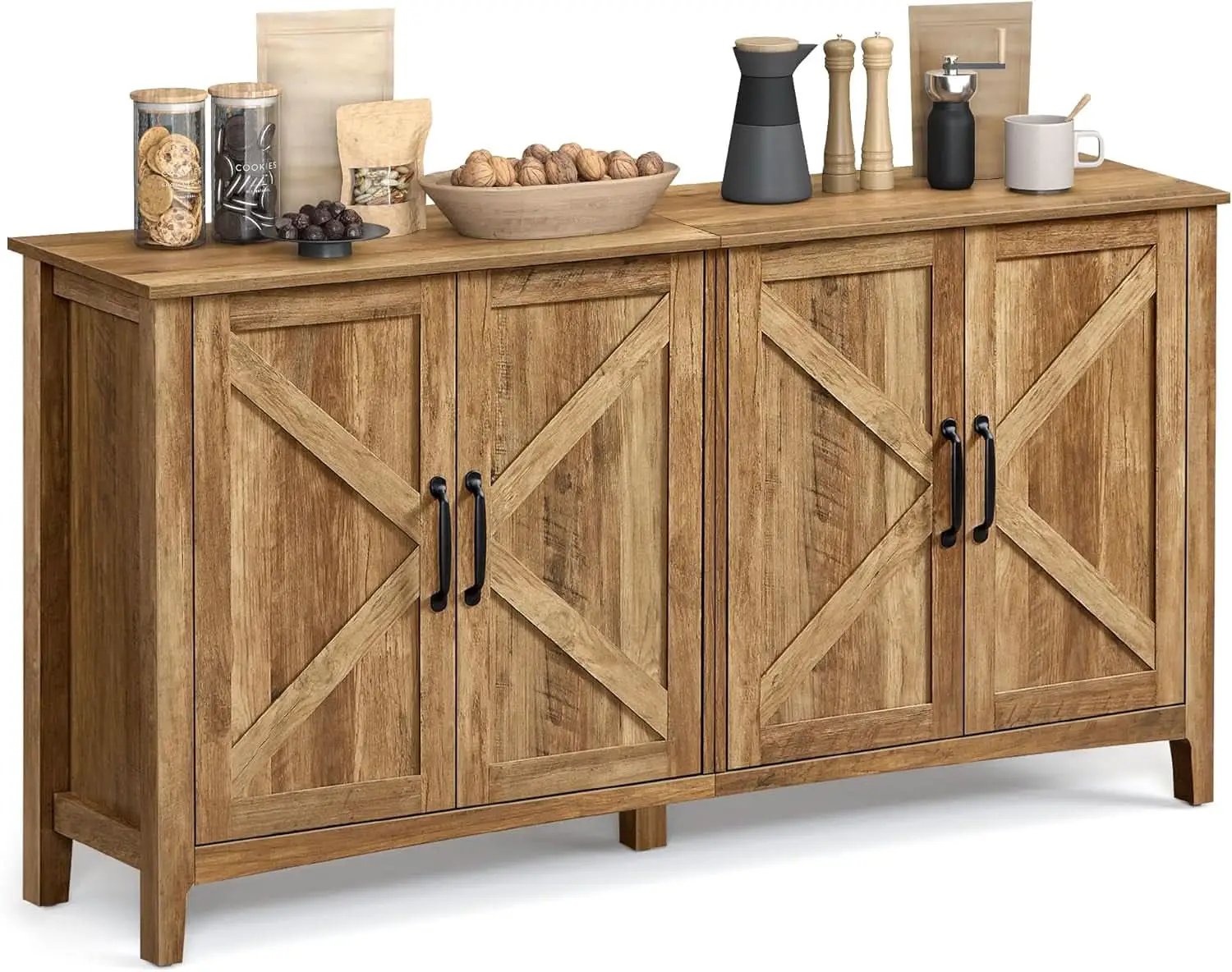 Rustic Walnut Buffet Cabinet With Adjustable Shelves from PriceLows™