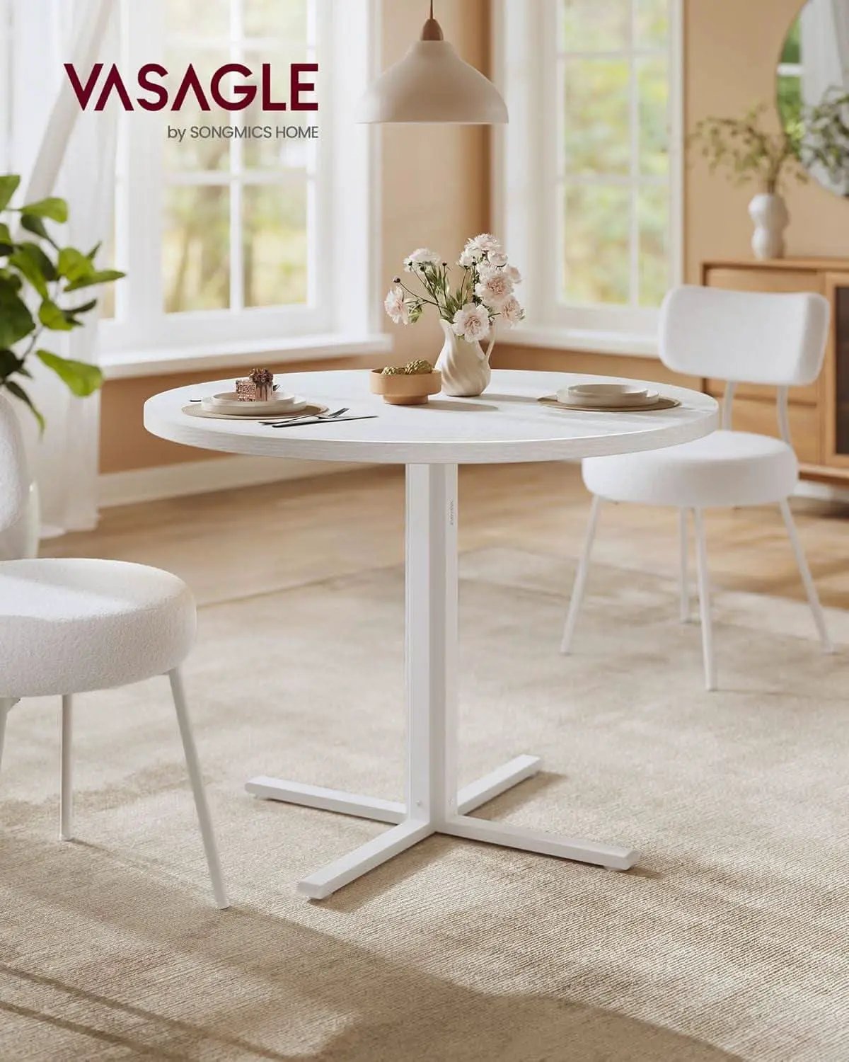 Snow White Round Dining Table 31 Inch Diameter Seats Four from PriceLows™